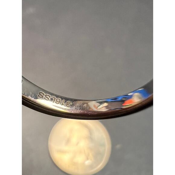 NEW midnight sapphire three stone ring in stainless steel size 7 - Picture 5 of 16